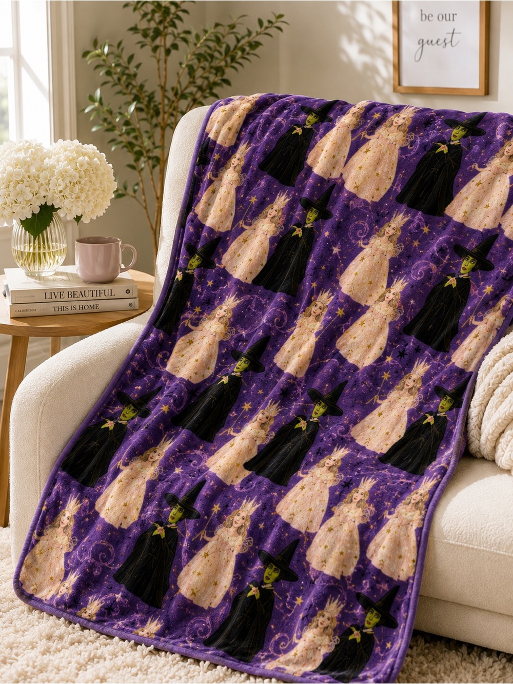 The Wizard of Oz Glinda & Wicked Witch Cloud Throw Blanket 60x70 Purple